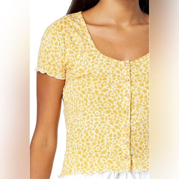 NEW O’Neill Yellow Floral Crop Button Up Size Small NWT - Picture 5 of 11